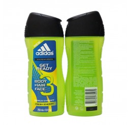 Adidas Shower Gel 250ml men, 3in1 Hair & Body & Face Get Ready 