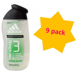 AAdidas Shower Gel 250ml men, H&B Green Boost - 9 pack 