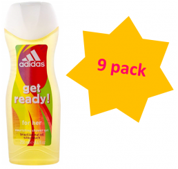 Adidas Shower Gel 250ml woman, Get Ready - 9 pack