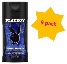 Playboy Shower Gel 250ml men, Super Playboy - 9 pack