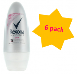 Rexona Deo Roll On 50ml woman, Invisible Pure - 6 pack